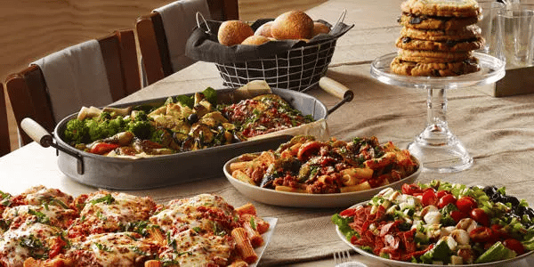 A spread of food from Bertucci's special catering menu